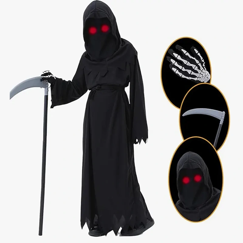 Horror Themed Party Kids Grim Reaper Costume With Mask