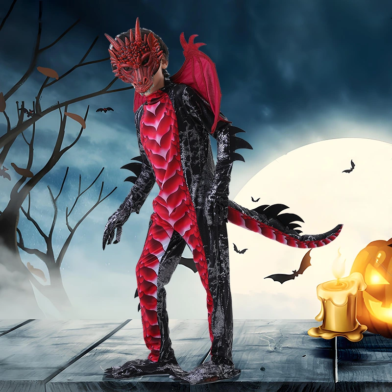 Kids Dragon Role Play Costume With Adjustable Fastenings